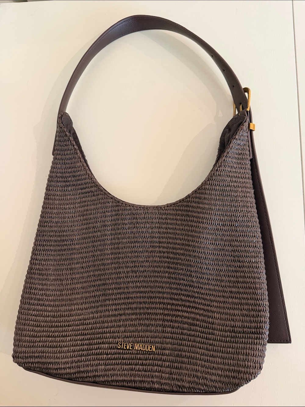 Steve Madden Dark Brown Woven Shoulder Bag